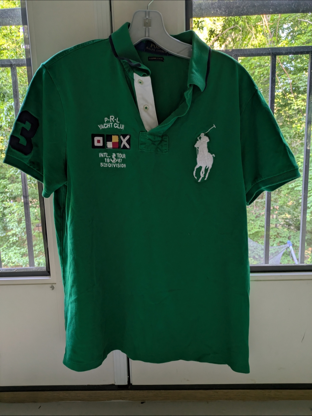 Ralph Lauren Green Polo with White Embroidered Pony Kids Lg Women's Small - Picture 2 of 5